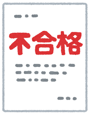 不合格の通知書