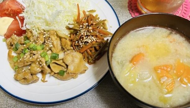 炭水化物を控えた晩御飯