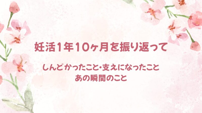 妊活期間を振り返って